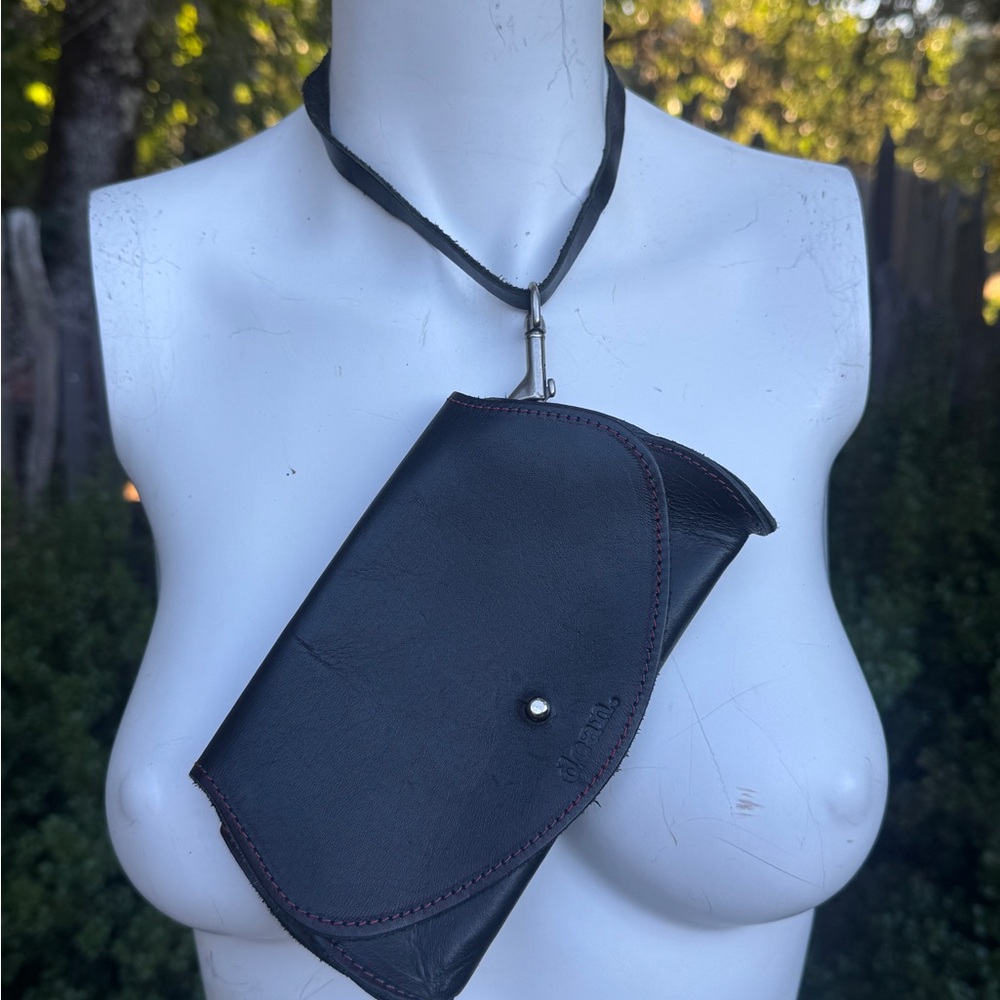 Black Leather Wristlet